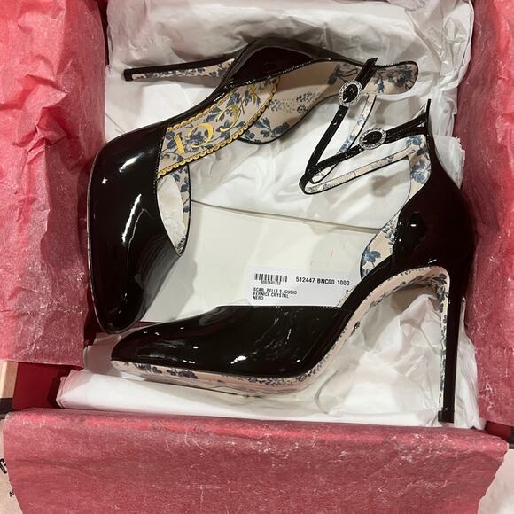 GUCCI Patent Leather Crystal Embellishments D'Orsay Pumps Size 9 NEW - Picture 8 of 10